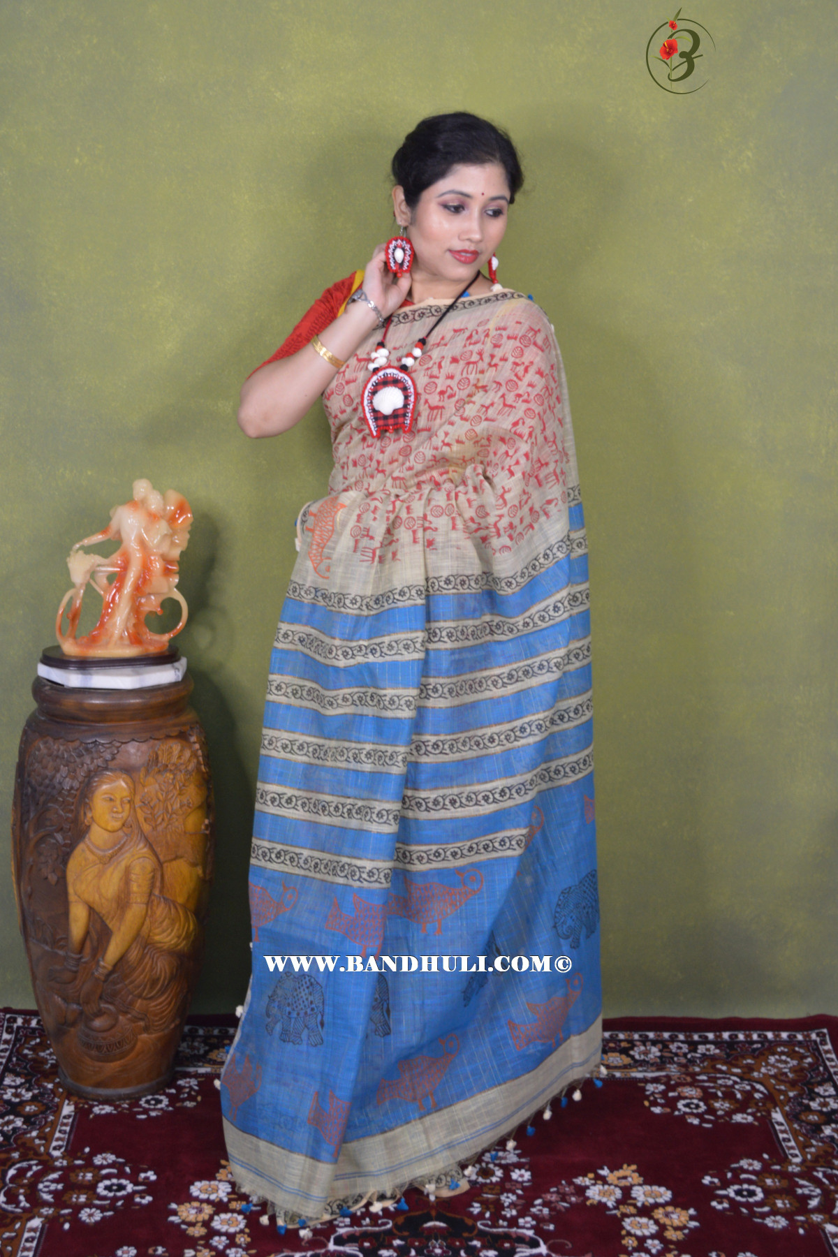 Pastel Pista Slab Cotton Saree